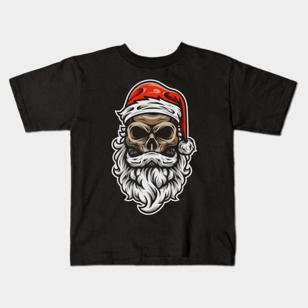 Evil Skull Santa Claus Kids T-Shirt by jakechays